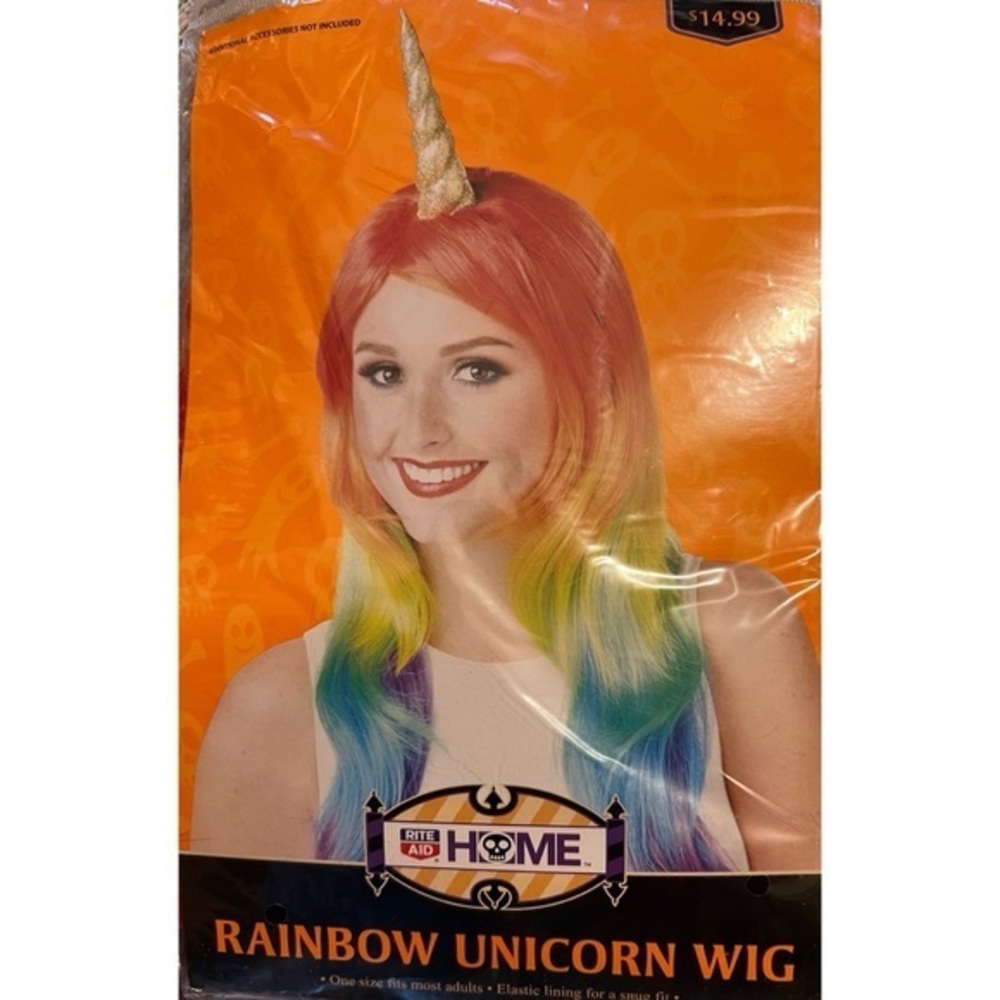 Rainbow Unicorn Wig Adult Size.  New in package.